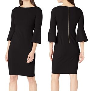 NWT Calvin Klein Women's Peplum Sheath 3/4 Sleeve Dress